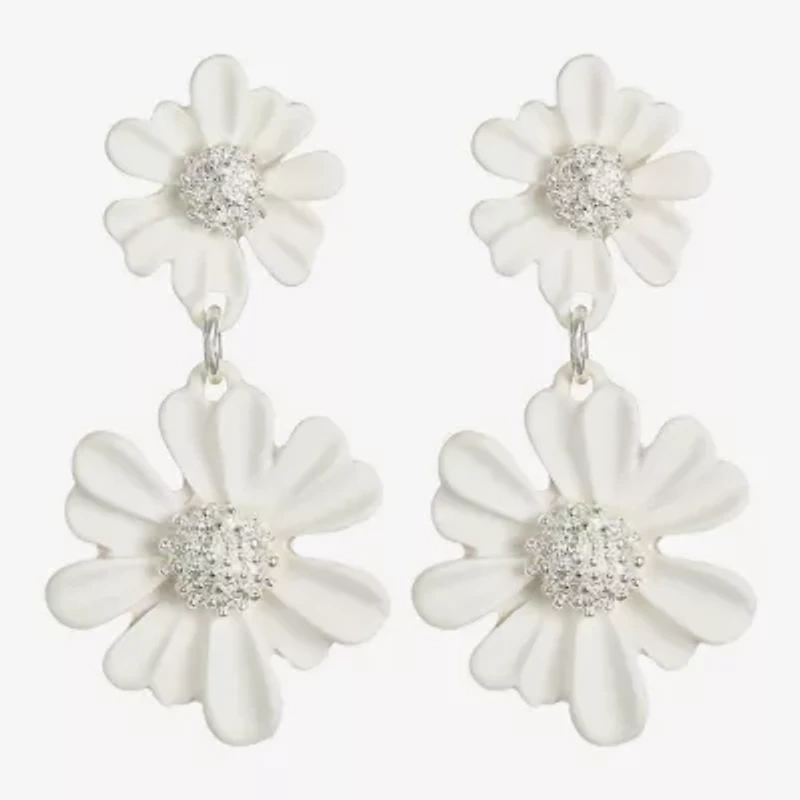 Liz Claiborne Womens Flower Hypoallergenic Drop Earrings