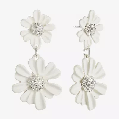 Liz Claiborne Womens Flower Hypoallergenic Drop Earrings