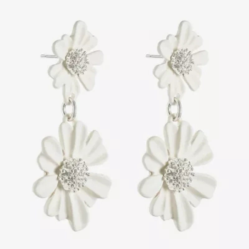 Liz Claiborne Womens Flower Hypoallergenic Drop Earrings