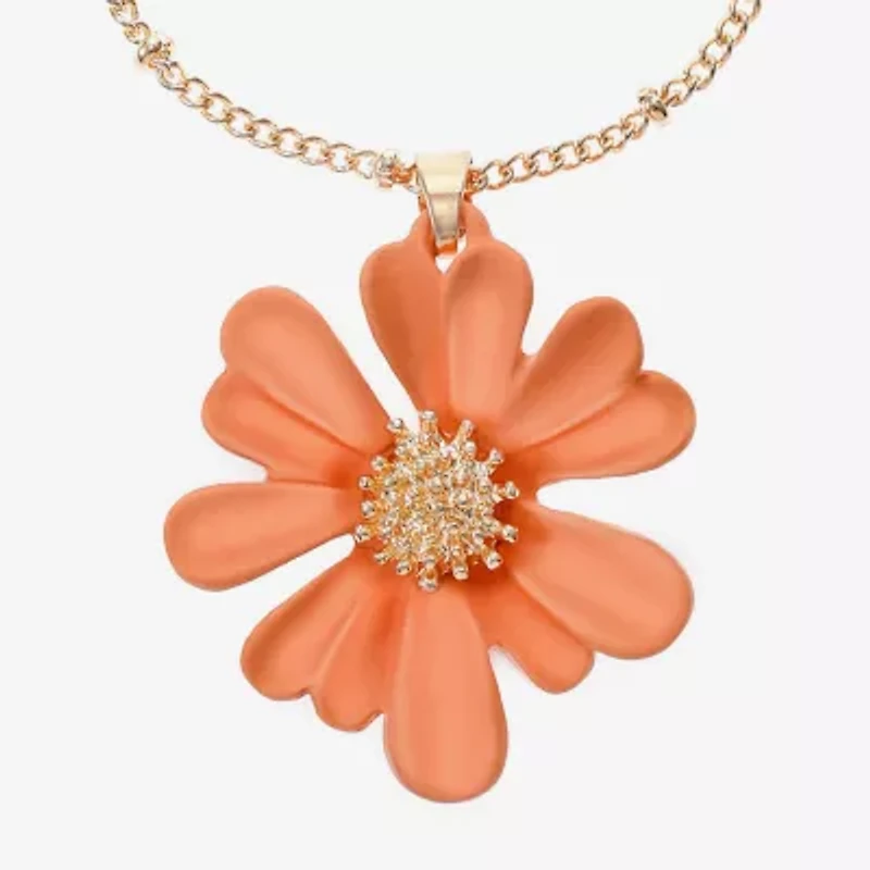 Liz Claiborne Womens Flower 17 Inch Pendant Necklace