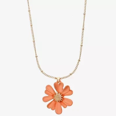 Liz Claiborne Womens Flower 17 Inch Pendant Necklace