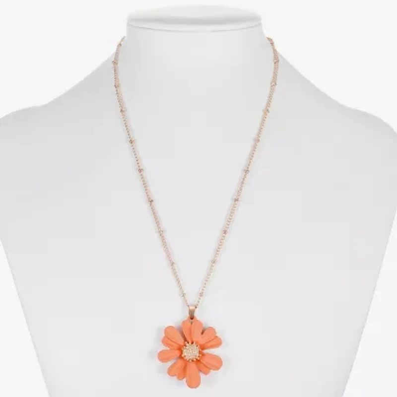 Liz Claiborne Womens Flower 17 Inch Pendant Necklace