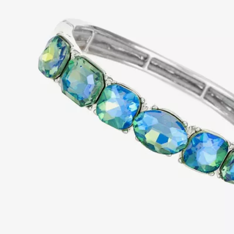 Monet Jewelry Womens Green Glass Cushion Stretch Bracelet