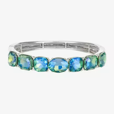 Monet Jewelry Womens Green Glass Cushion Stretch Bracelet