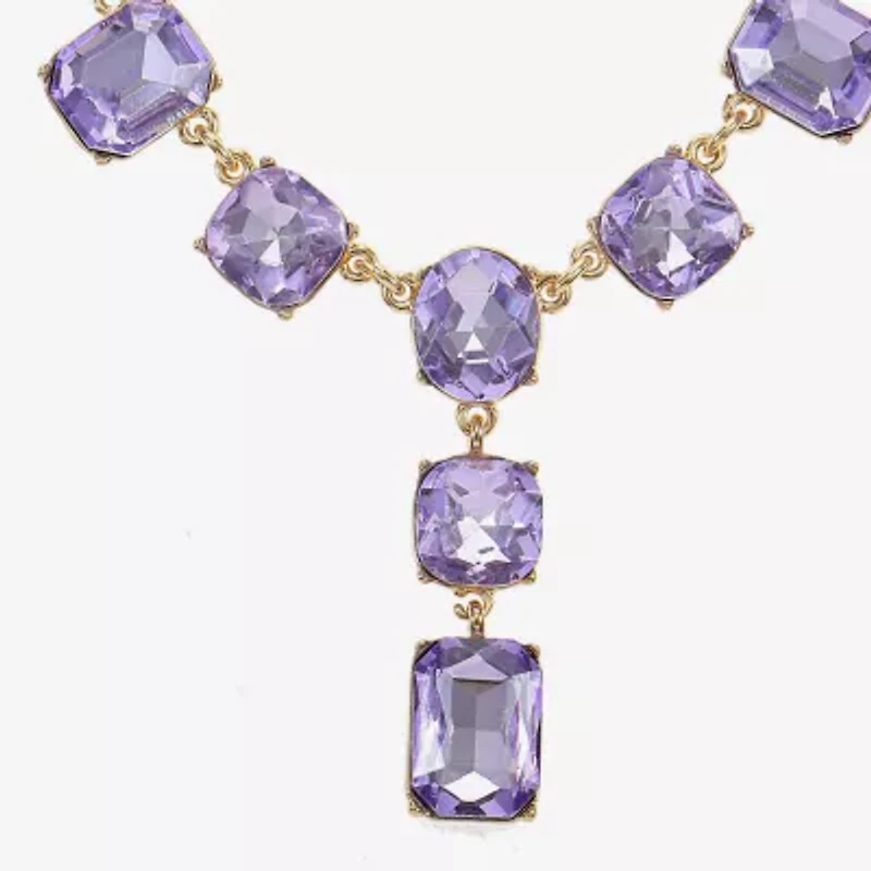 Monet Jewelry Womens Purple Glass 18 Inch Y Necklace