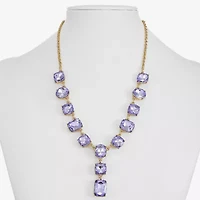 Monet Jewelry Womens Purple Glass 18 Inch Y Necklace