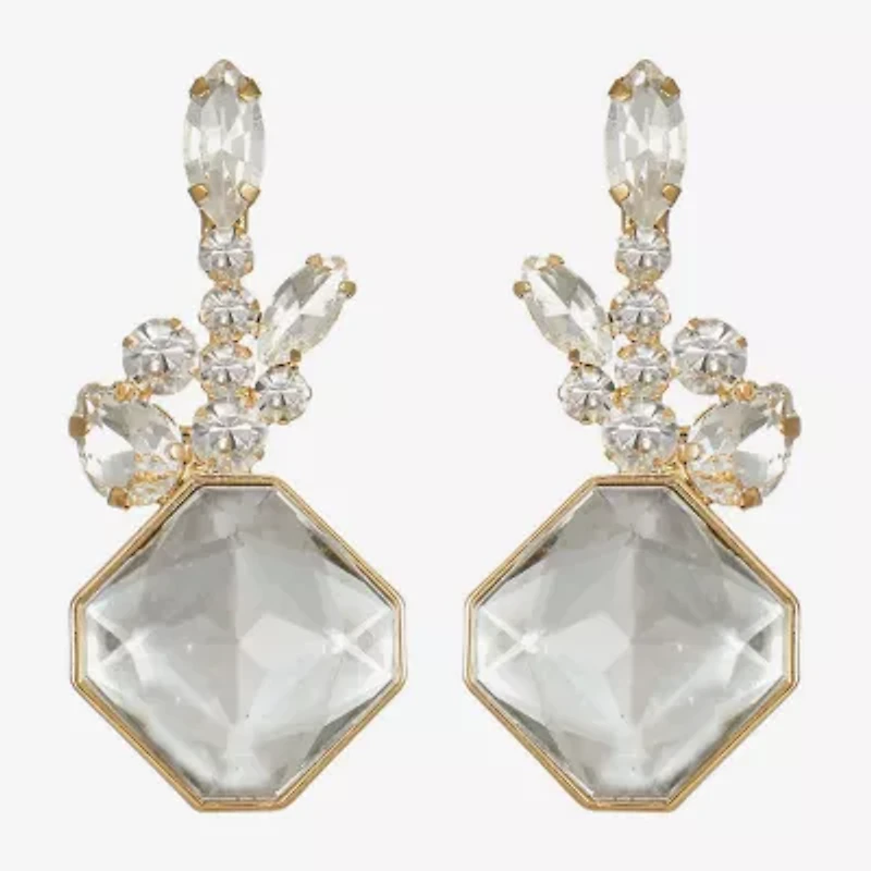 Monet Jewelry Womens Glass Square Hypoallergenic Drop Earrings