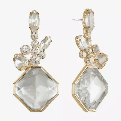 Monet Jewelry Womens Glass Square Hypoallergenic Drop Earrings