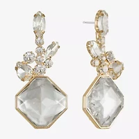 Monet Jewelry Womens Glass Square Hypoallergenic Drop Earrings