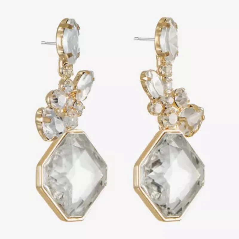 Monet Jewelry Womens Glass Square Hypoallergenic Drop Earrings