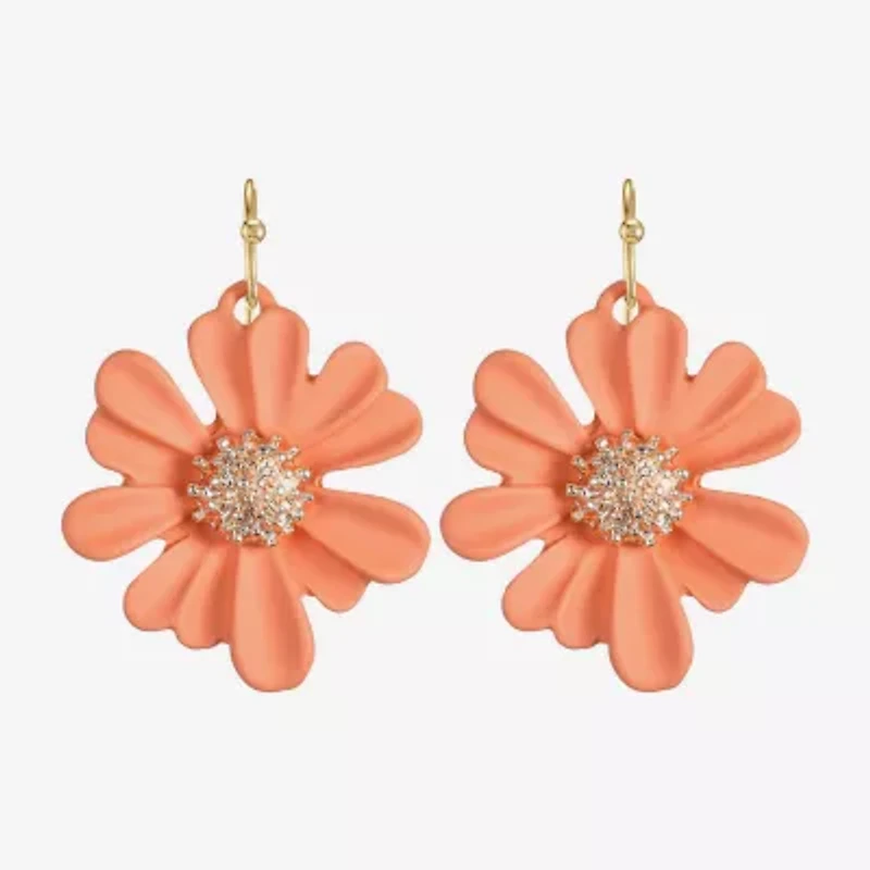 Liz Claiborne Womens Flower Drop Earrings