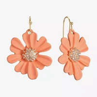 Liz Claiborne Womens Flower Drop Earrings