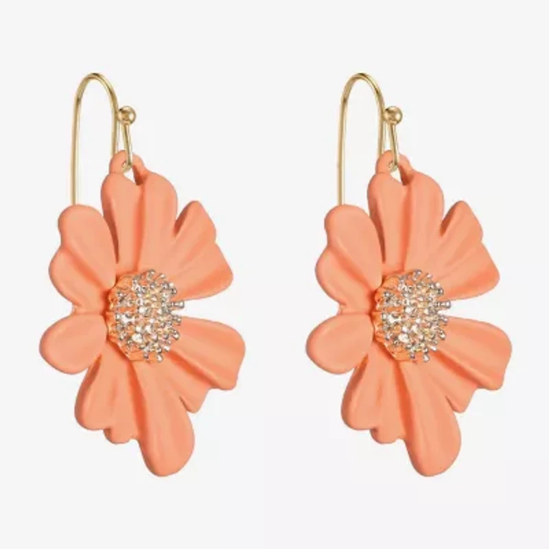 Liz Claiborne Womens Flower Drop Earrings