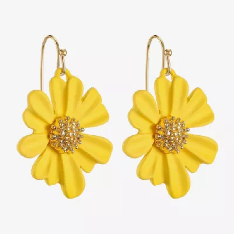 Liz Claiborne Womens Flower Drop Earrings