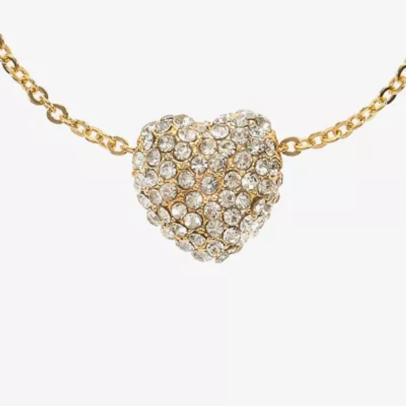 Monet Jewelry Womens Glass Heart 18 Inch Pendant Necklace