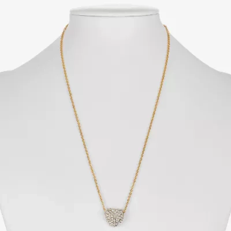 Monet Jewelry Womens Glass Heart 18 Inch Pendant Necklace