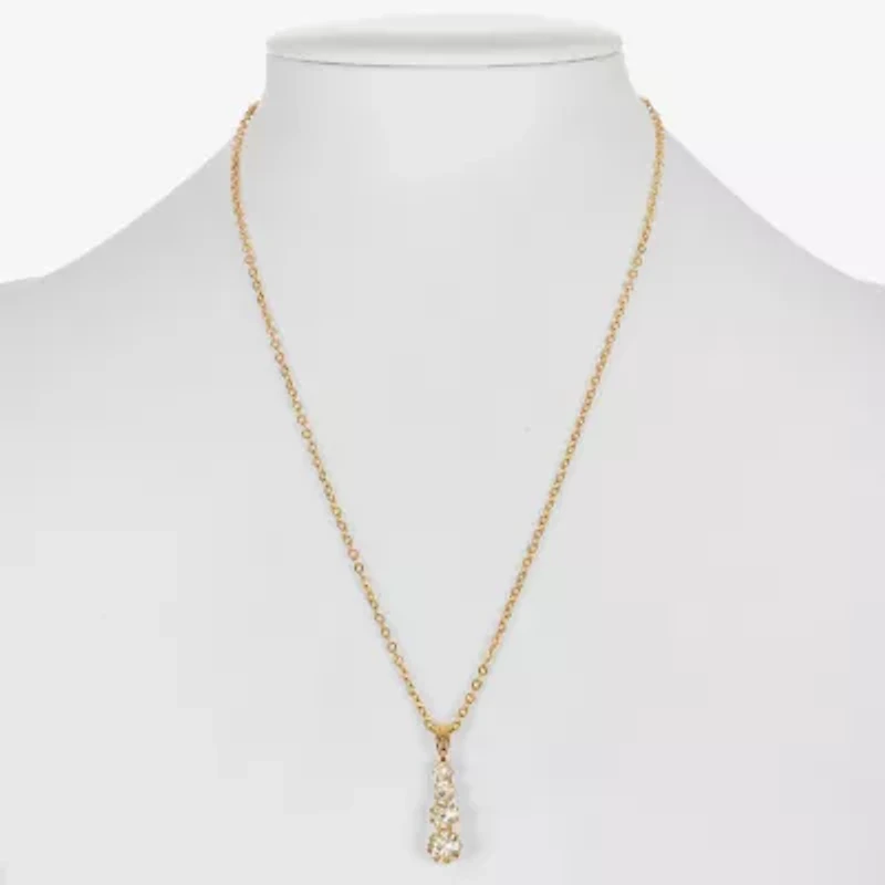 Monet Jewelry Womens Glass Round 15 Inch Pendant Necklace