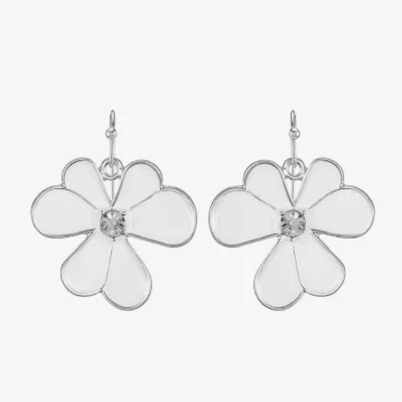 Liz Claiborne Womens Glass Flower Drop Earrings