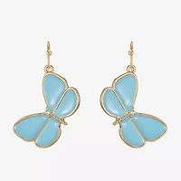 Liz Claiborne Womens Glass Butterfly Drop Earrings