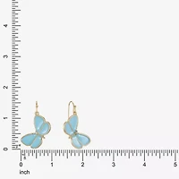 Liz Claiborne Womens Glass Butterfly Drop Earrings