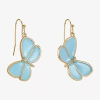 Liz Claiborne Womens Glass Butterfly Drop Earrings
