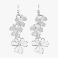Liz Claiborne Womens Glass Flower Drop Earrings