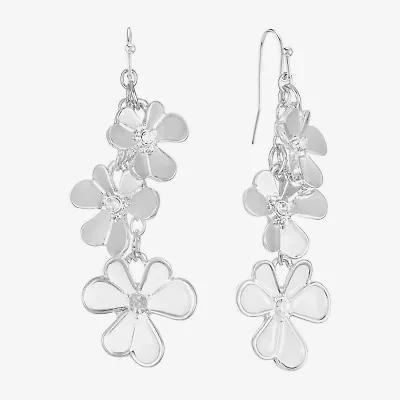 Liz Claiborne Womens Glass Flower Drop Earrings