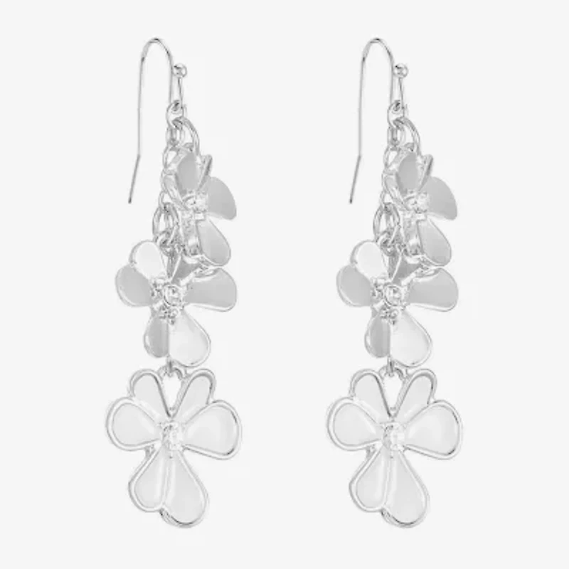 Liz Claiborne Womens Glass Flower Drop Earrings
