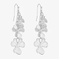 Liz Claiborne Womens Glass Flower Drop Earrings