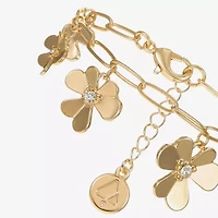 Liz Claiborne Womens Glass Flower Charm Bracelet