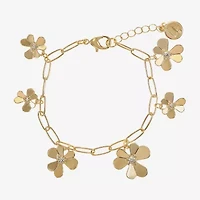 Liz Claiborne Womens Glass Flower Charm Bracelet
