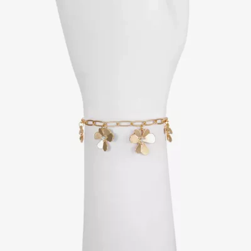 Liz Claiborne Womens Glass Flower Charm Bracelet