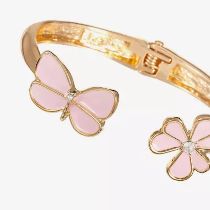 Liz Claiborne Womens Glass Butterfly Flower Bangle Bracelet