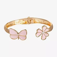 Liz Claiborne Womens Glass Butterfly Flower Bangle Bracelet