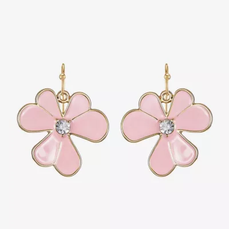 Liz Claiborne Womens Glass Flower Drop Earrings