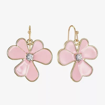 Liz Claiborne Womens Glass Flower Drop Earrings