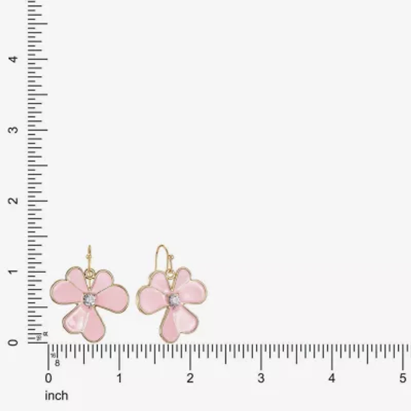 Liz Claiborne Womens Glass Flower Drop Earrings