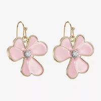 Liz Claiborne Womens Glass Flower Drop Earrings