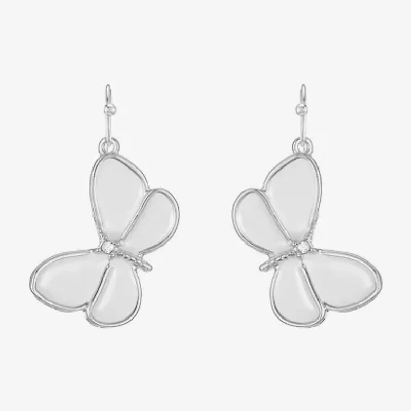 Liz Claiborne Womens Glass Butterfly Drop Earrings