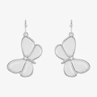 Liz Claiborne Womens Glass Butterfly Drop Earrings