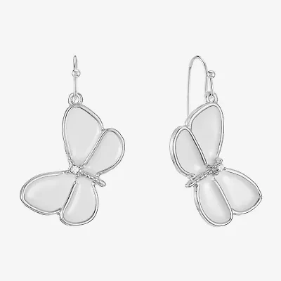 Liz Claiborne Womens Glass Butterfly Drop Earrings