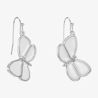 Liz Claiborne Womens Glass Butterfly Drop Earrings