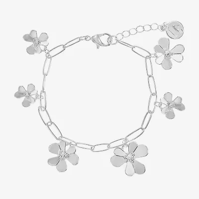 Liz Claiborne Womens Glass Flower Charm Bracelet