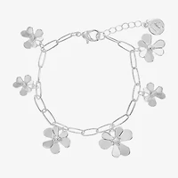 Liz Claiborne Womens Glass Flower Charm Bracelet