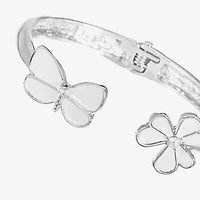 Liz Claiborne Womens Glass Butterfly Flower Bangle Bracelet