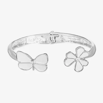 Liz Claiborne Womens Glass Butterfly Flower Bangle Bracelet
