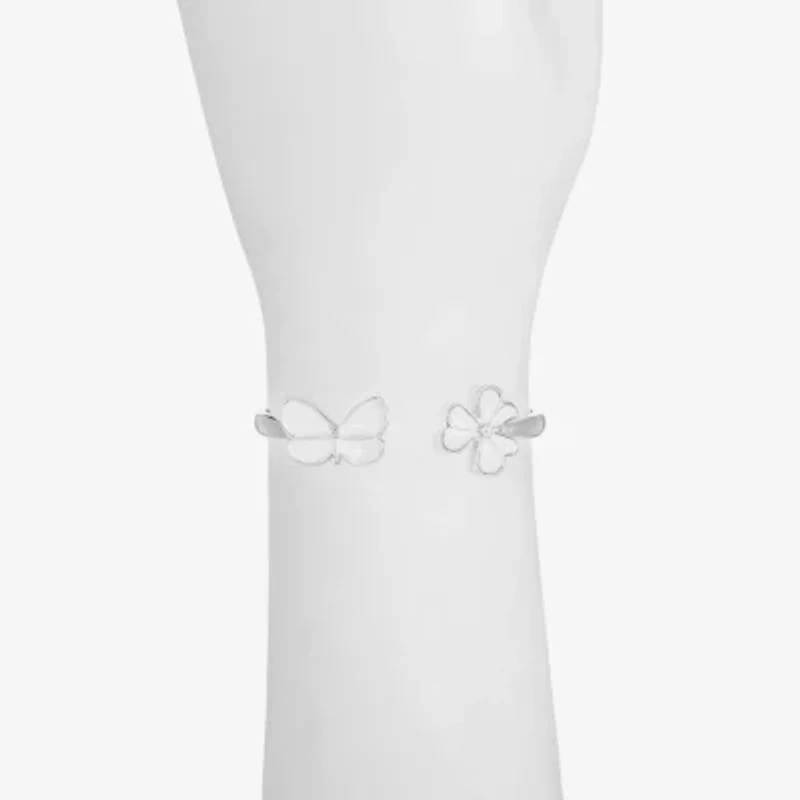 Liz Claiborne Womens Glass Butterfly Flower Bangle Bracelet