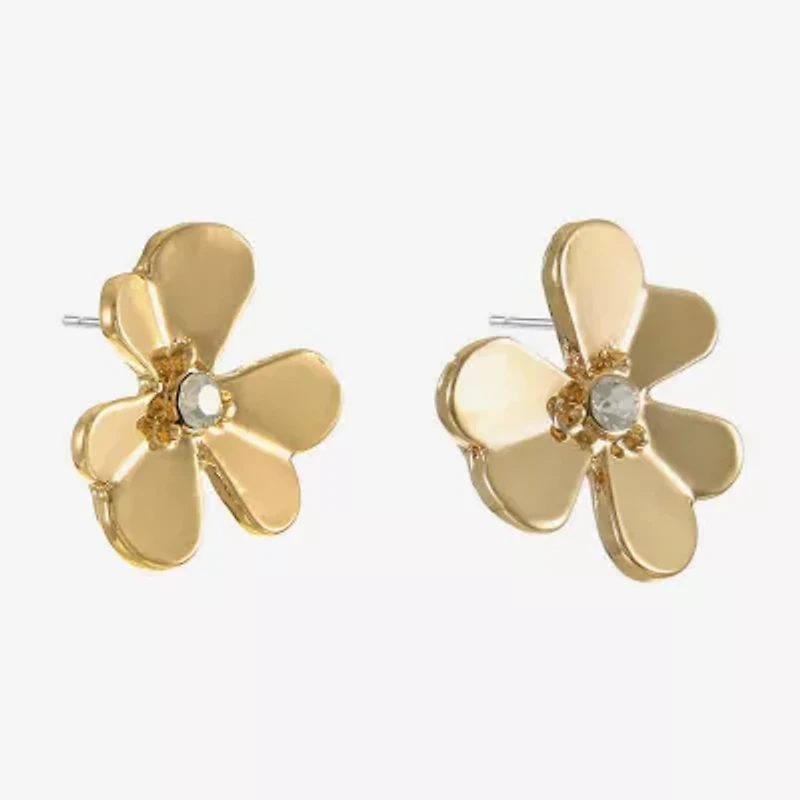 Liz Claiborne Glass 16mm Flower Stud Earrings