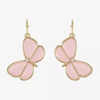 Liz Claiborne Womens Glass Butterfly Drop Earrings