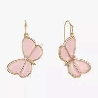 Liz Claiborne Womens Glass Butterfly Drop Earrings